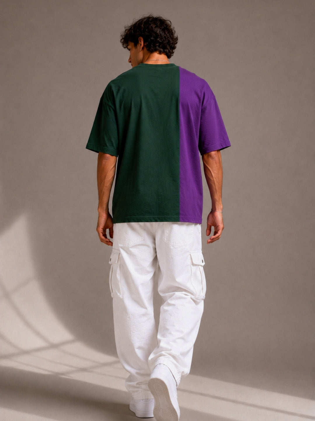 Men Oversized T-Shirt – Green &amp; Purple