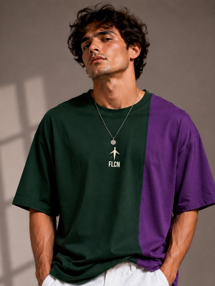 Men Oversized T-Shirt – Green &amp; Purple