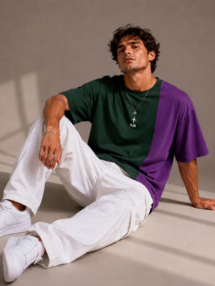 Men Oversized T-Shirt – Green &amp; Purple