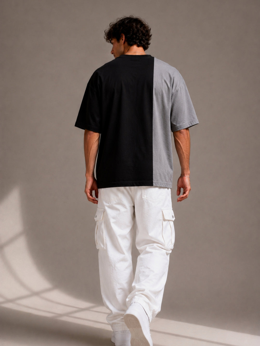 Men Oversized T-Shirt – Black &amp; Gray