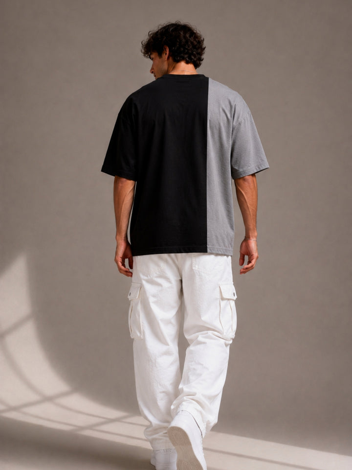 Men Oversized T-Shirt – Black &amp; Gray