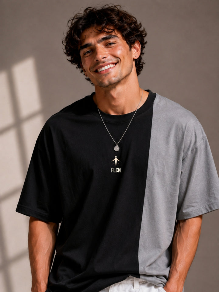 Men Oversized T-Shirt – Black &amp; Gray