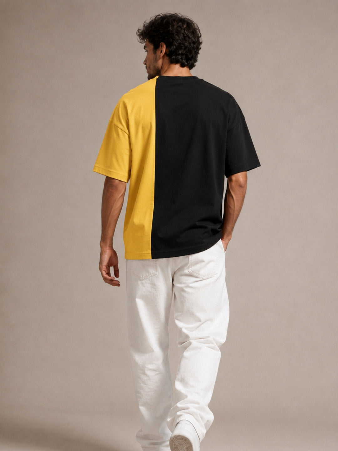 Men Oversized T-Shirt – Black &amp; Yellow