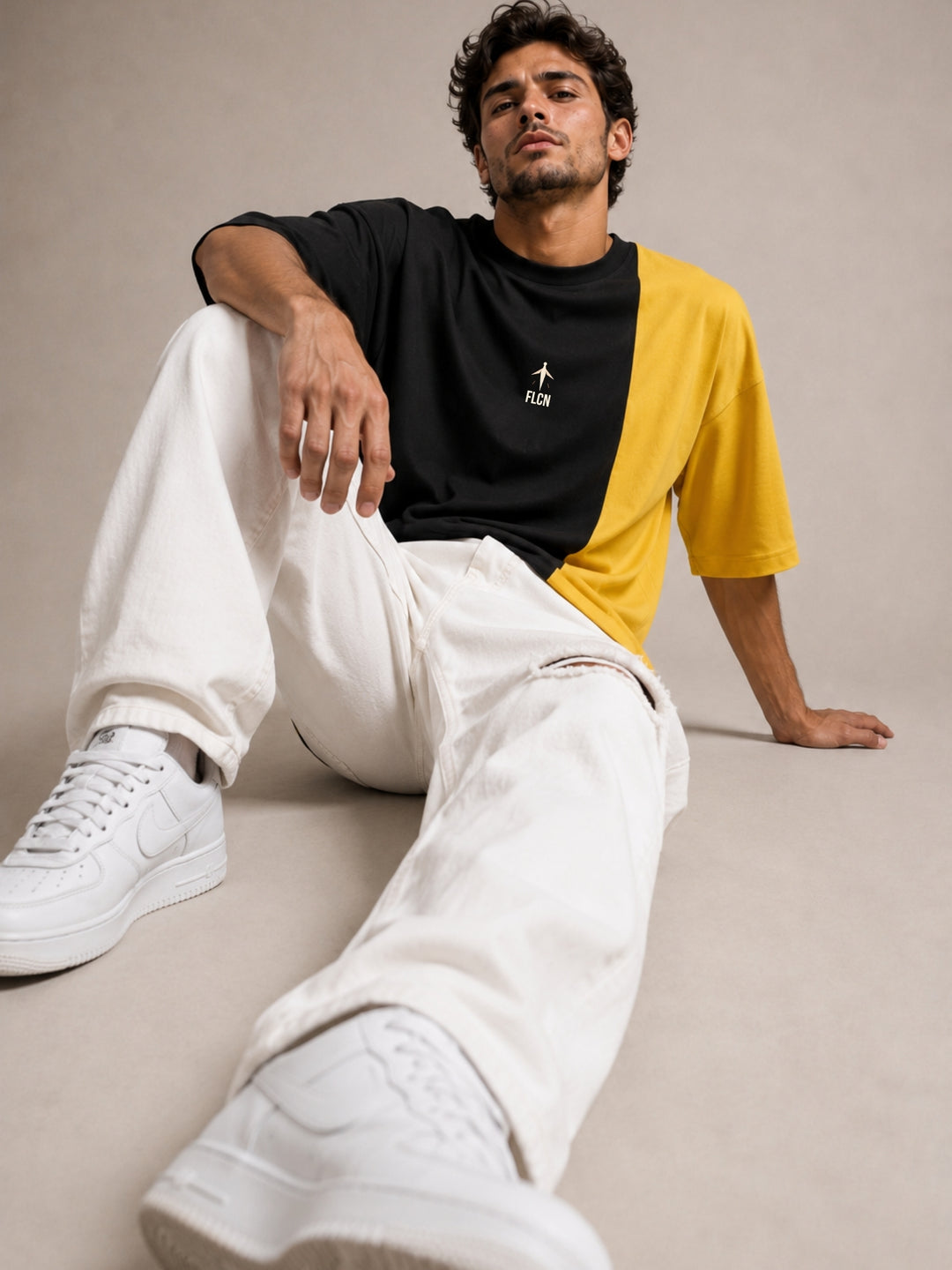 Men Oversized T-Shirt – Black &amp; Yellow