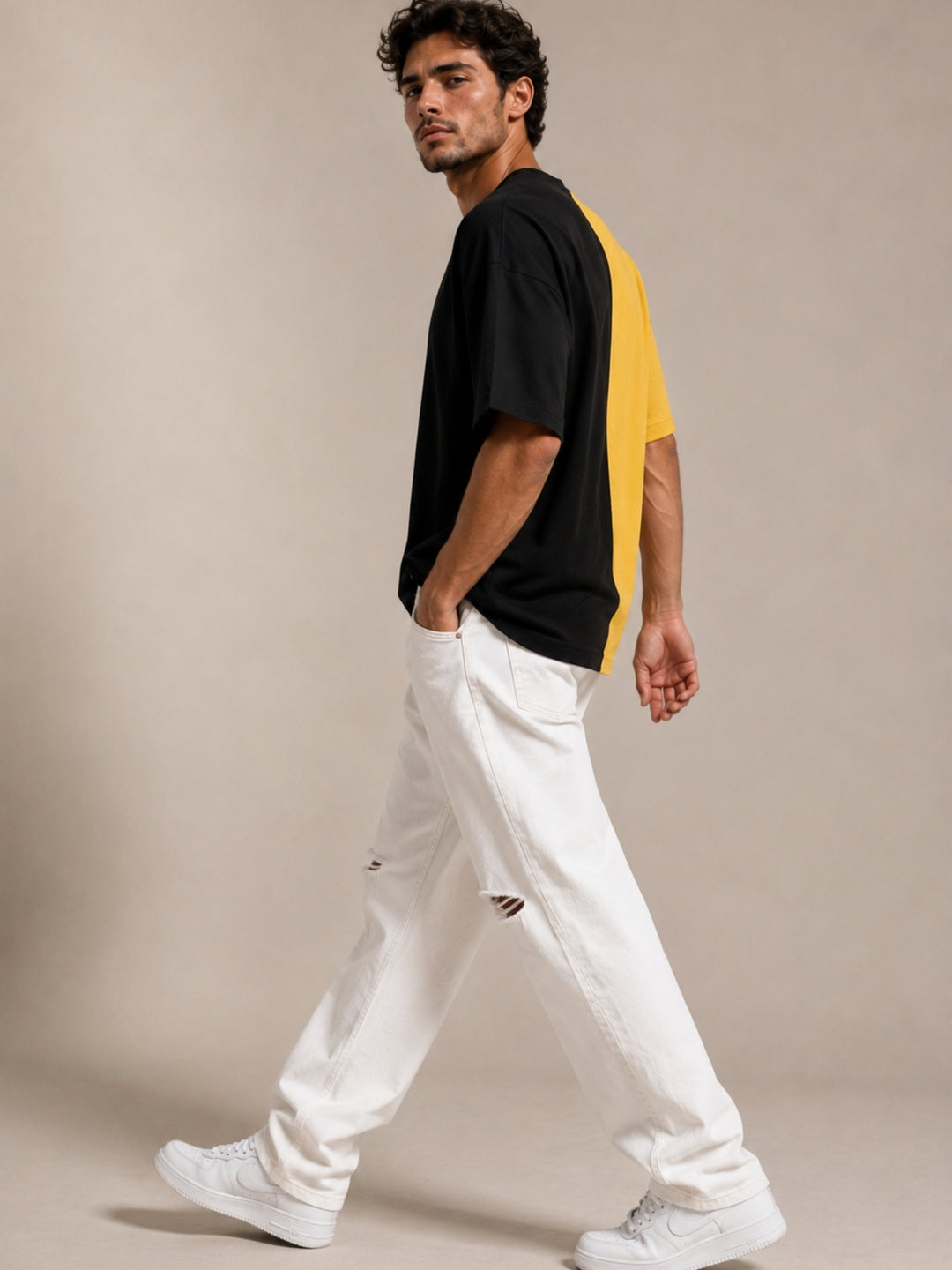 Men Oversized T-Shirt – Black &amp; Yellow