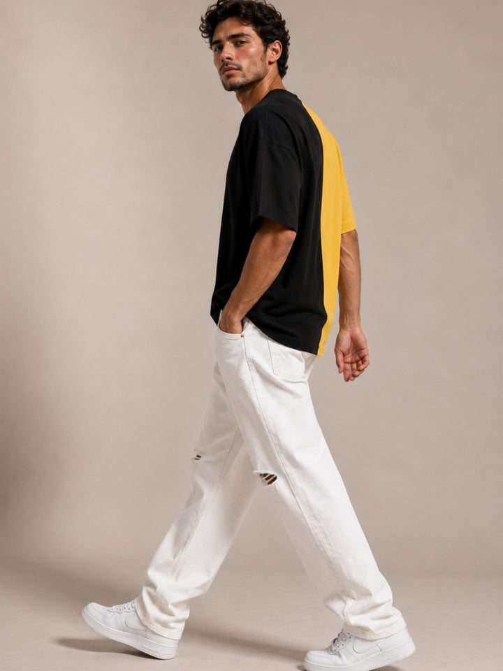 Men Oversized T-Shirt – Black &amp; Yellow