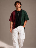 Men Oversized T-Shirt – Maroon, Black & Green