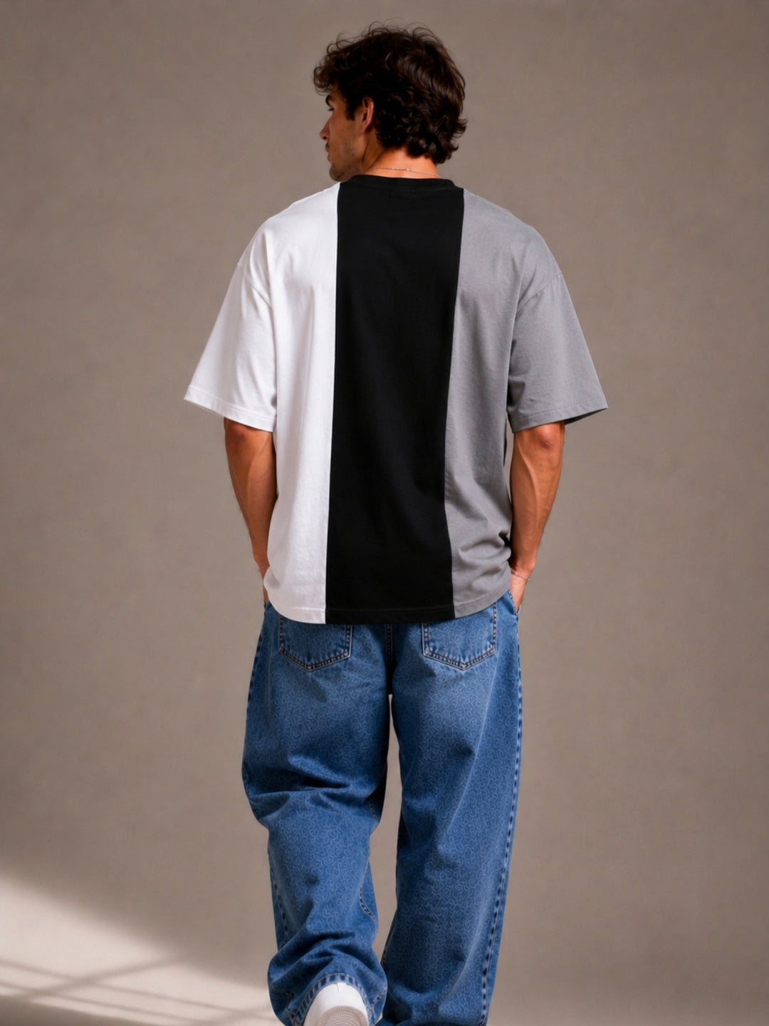 Men Oversized T-Shirt – White, Black &amp; Gray