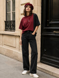 Women Oversized T-Shirt – Maroon & Black