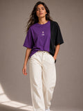 Women Oversized T-Shirt – Purple & Black