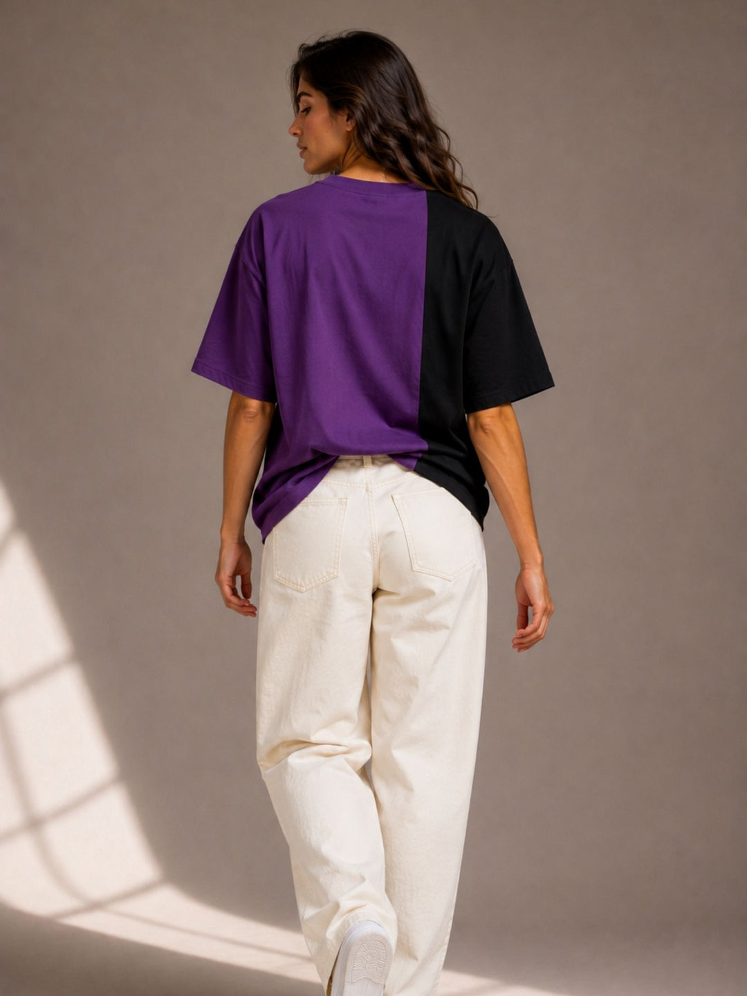 Women Oversized T-Shirt – Purple &amp; Black