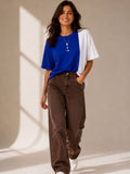 Women Oversized T-Shirt – Royal Blue & White