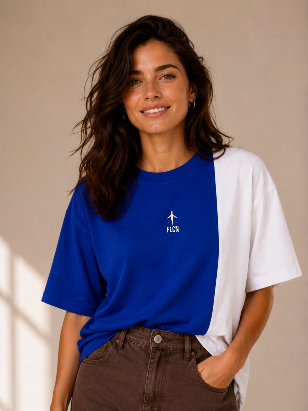 Women Oversized T-Shirt – Royal Blue &amp; White
