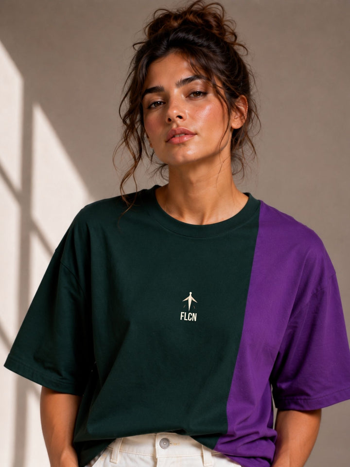 Women Oversized T-Shirt – Green &amp; Purple