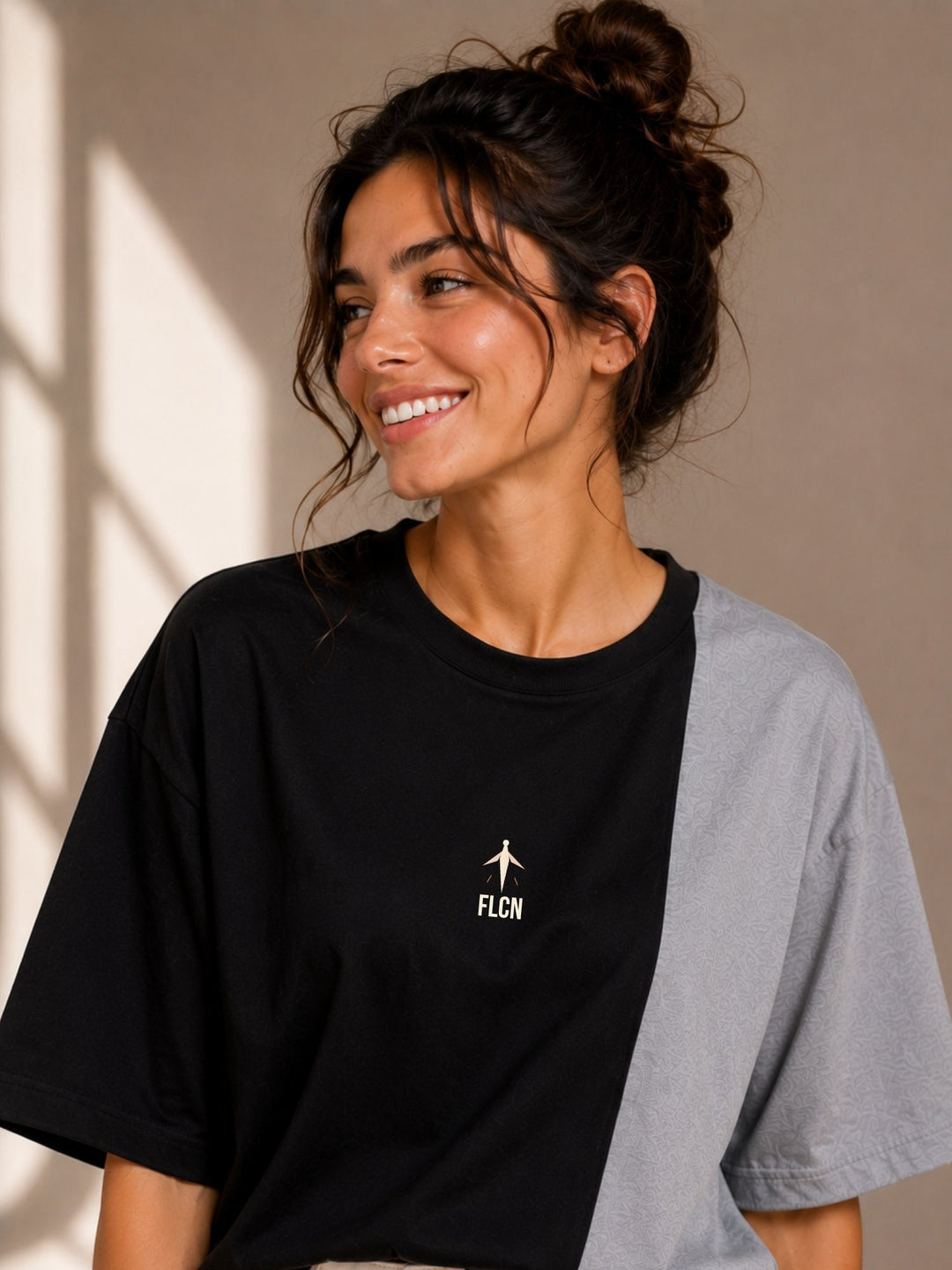 Women Oversized T-Shirt – Black &amp; Gray