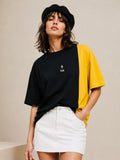 Women Oversized T-Shirt – Black & Yellow