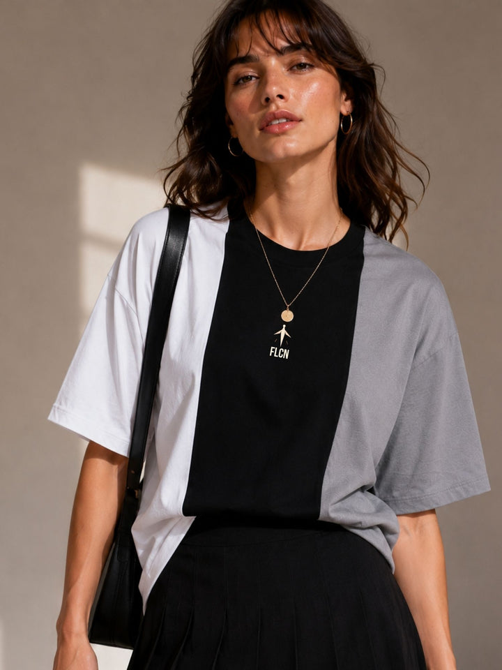 Women Oversized T-Shirt – White, Black &amp; Gray