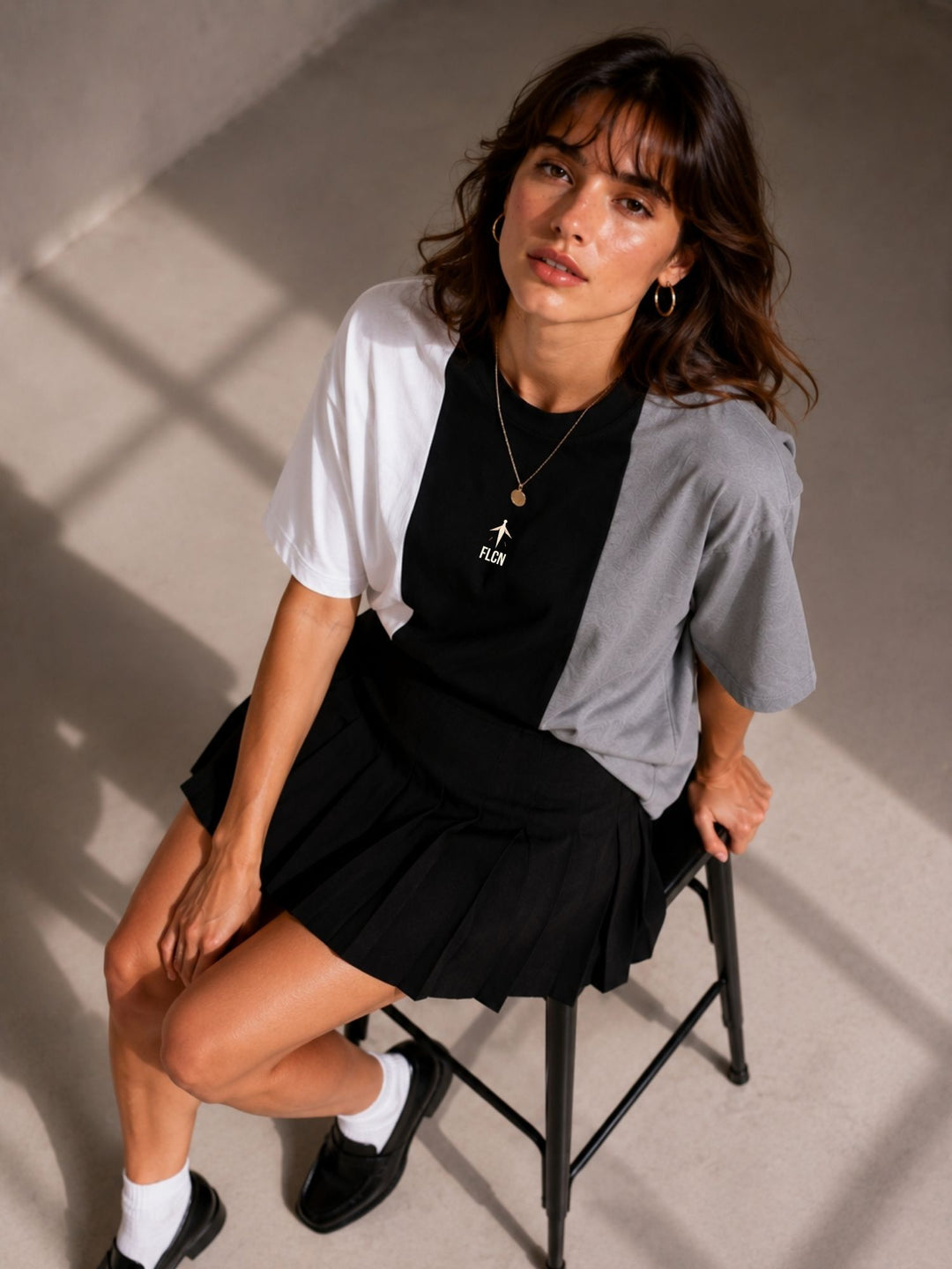 Women Oversized T-Shirt – White, Black &amp; Gray
