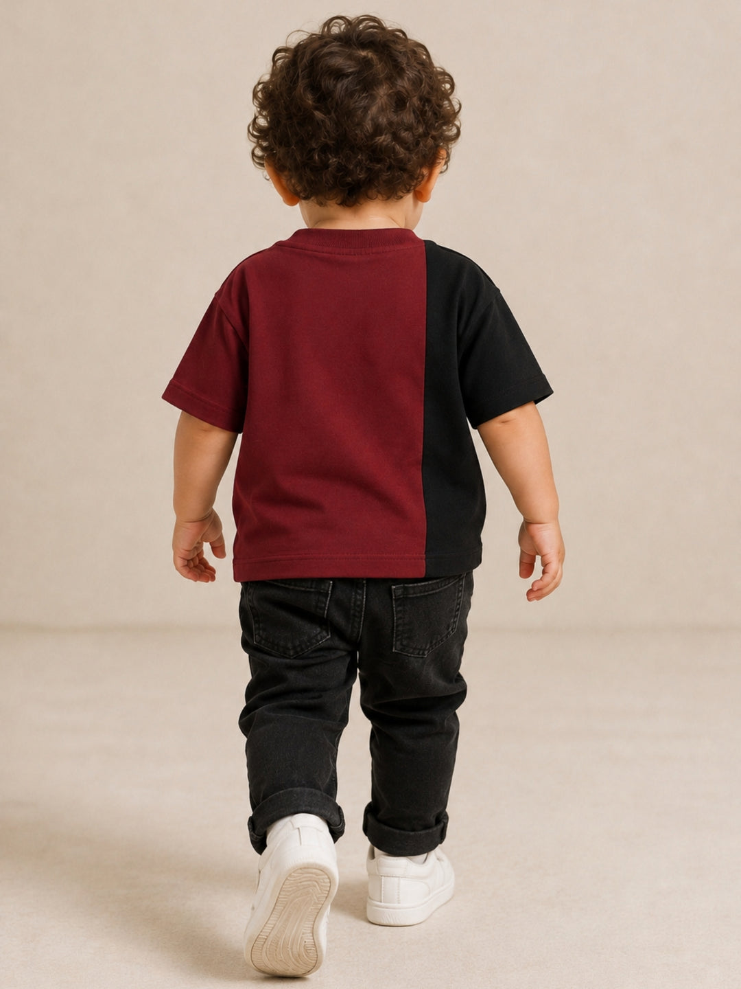 Boys Oversized T-Shirt – Maroon &amp; Black