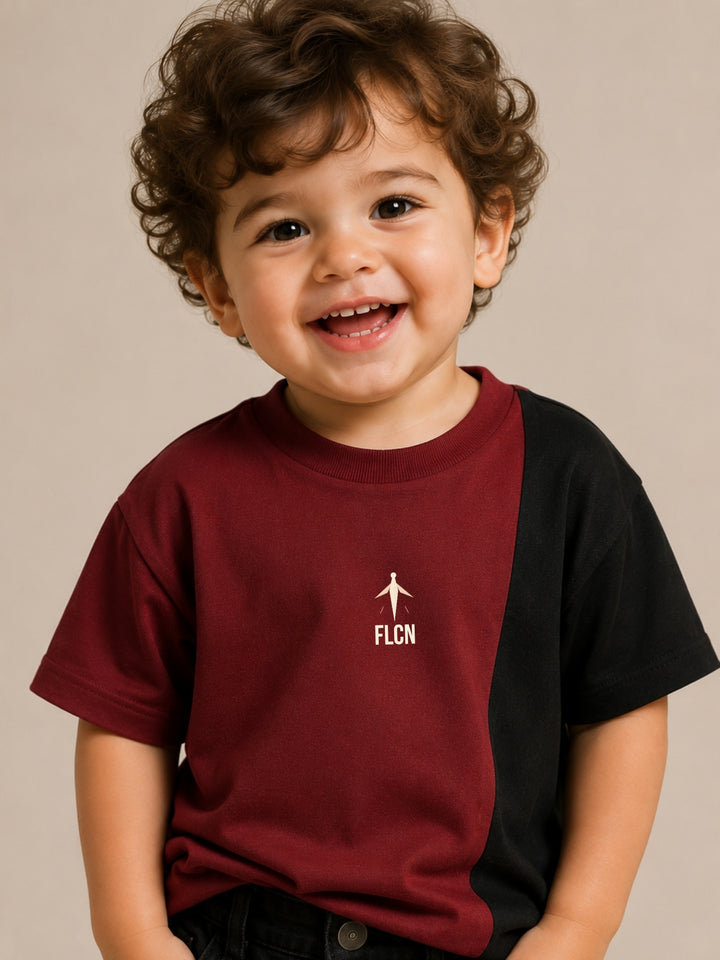 Boys Oversized T-Shirt – Maroon &amp; Black