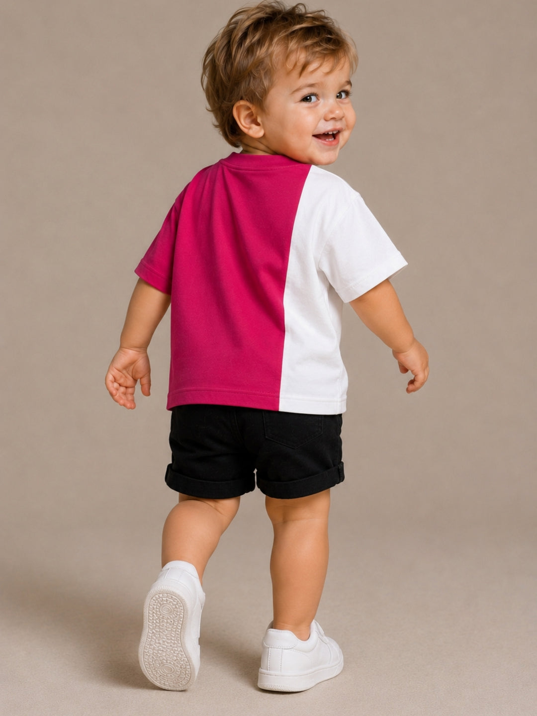 Boys Oversized T-Shirt – Magenta Pink &amp; White