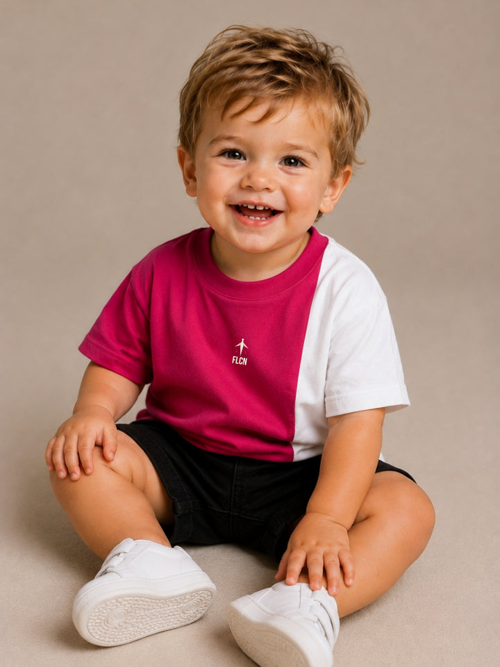 Boys Oversized T-Shirt – Magenta Pink &amp; White