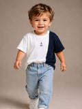 Boys Oversized T-Shirt – White & Navy Blue