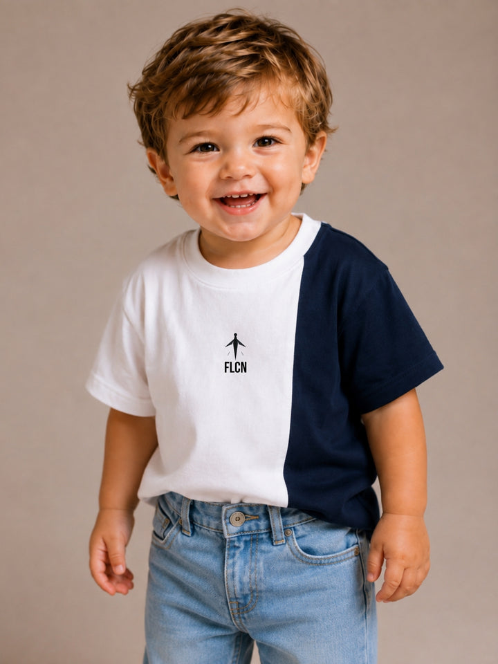 Boys Oversized T-Shirt – White &amp; Navy Blue