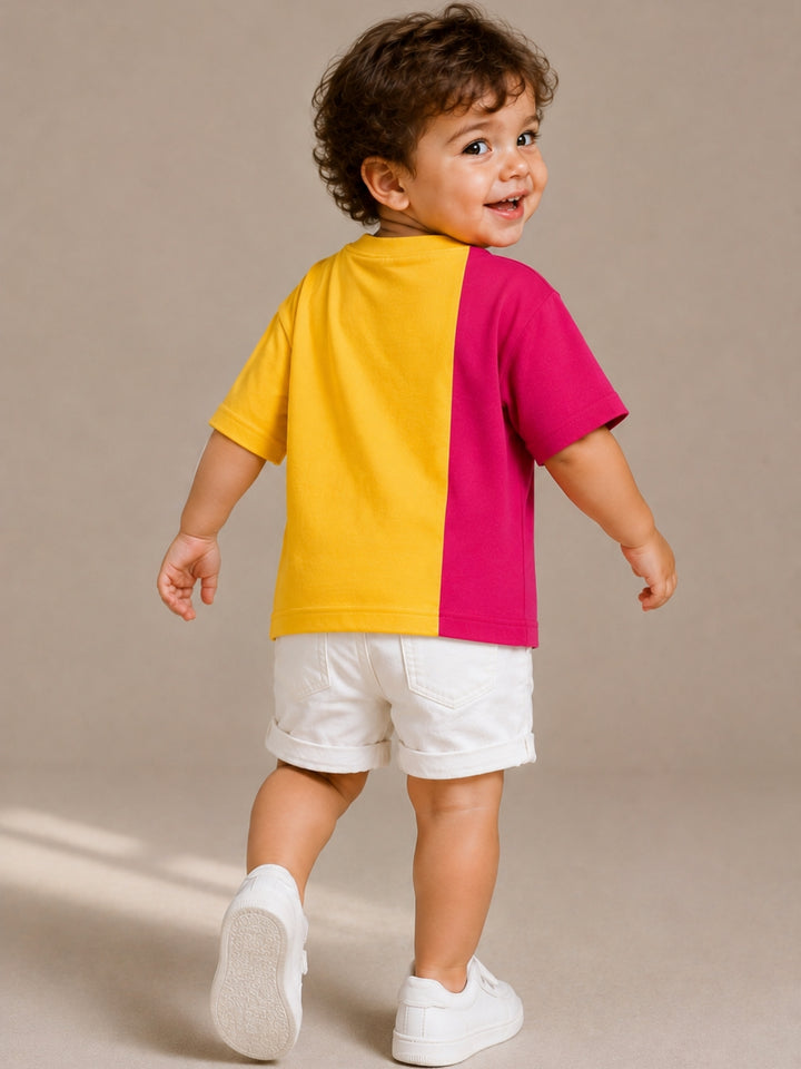 Boys Oversized T-Shirt – Yellow &amp; Magenta Pink