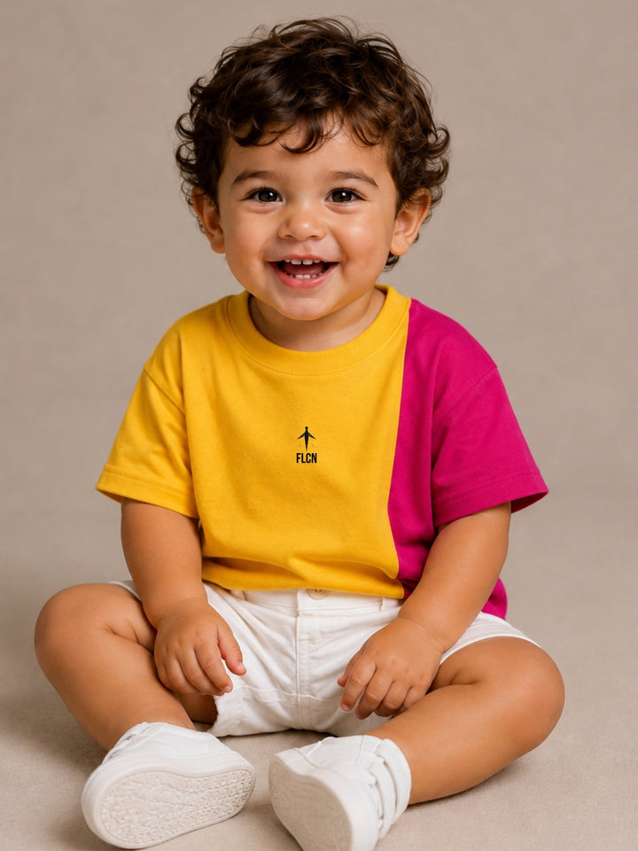 Boys Oversized T-Shirt – Yellow &amp; Magenta Pink