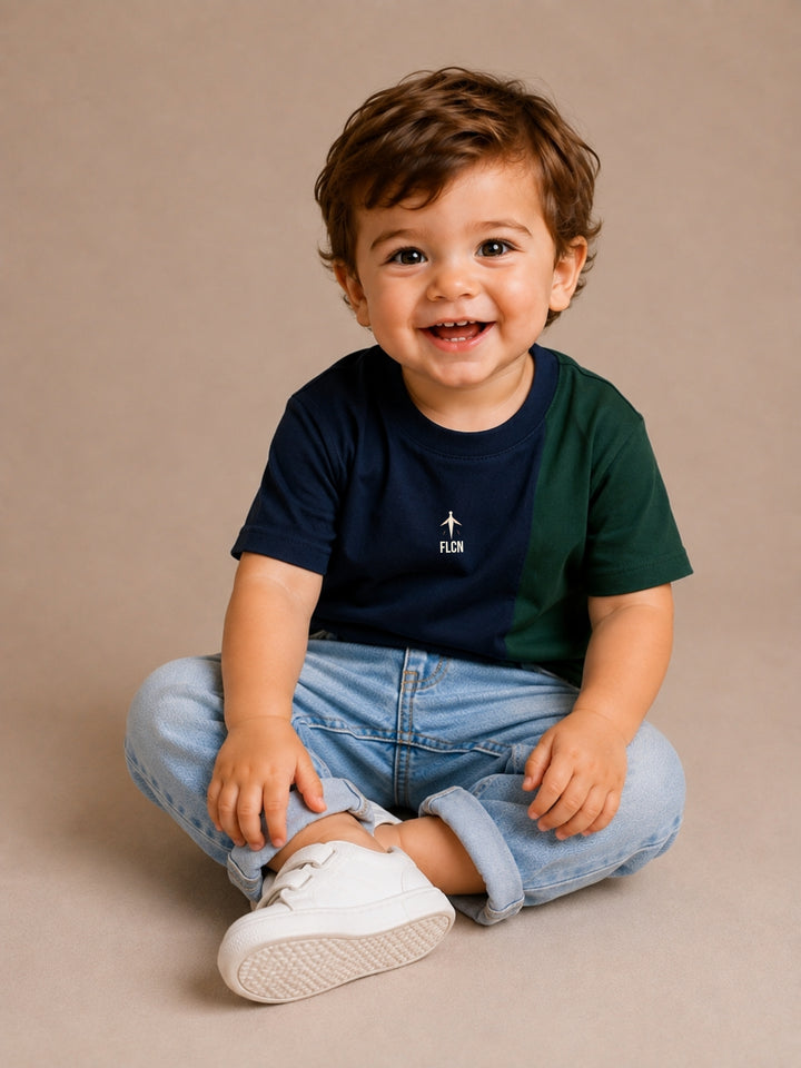 Boys Oversized T-Shirt – Navy Blue &amp; Green