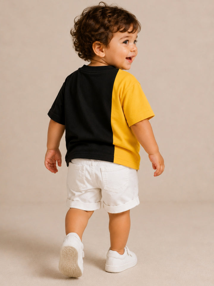 Boys Oversized T-Shirt – Black &amp; Yellow