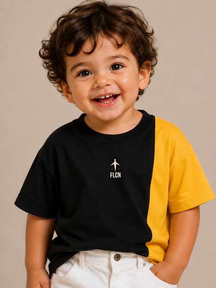 Boys Oversized T-Shirt – Black &amp; Yellow