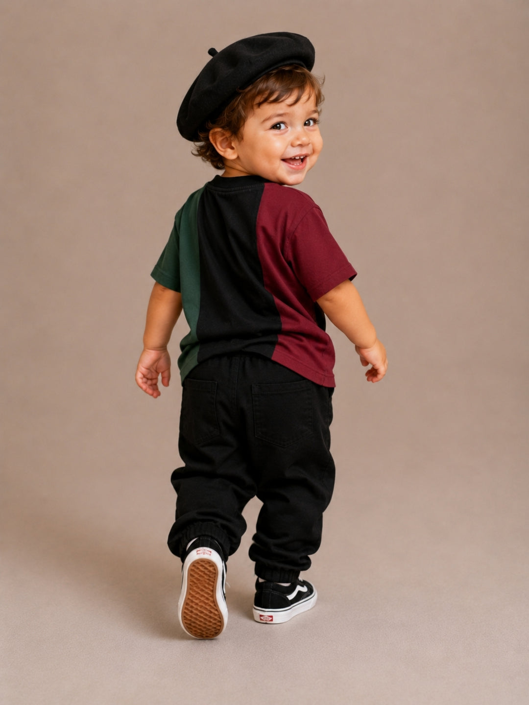 Boys Oversized T-Shirt – Maroon, Black &amp; Green