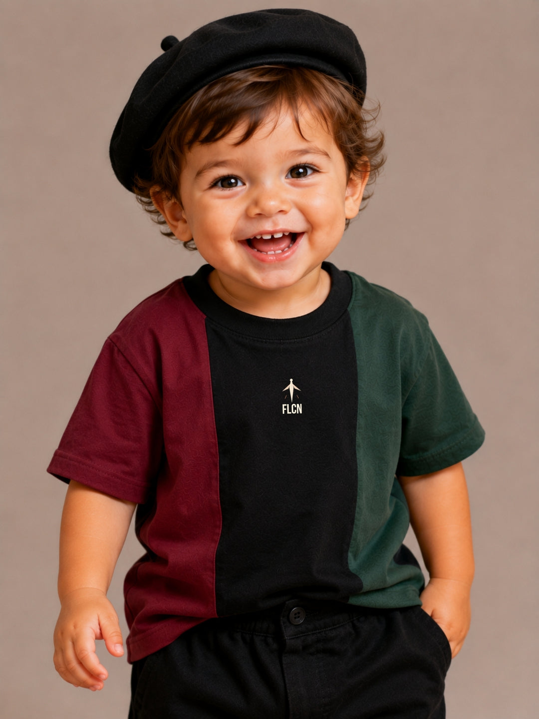 Boys Oversized T-Shirt – Maroon, Black &amp; Green