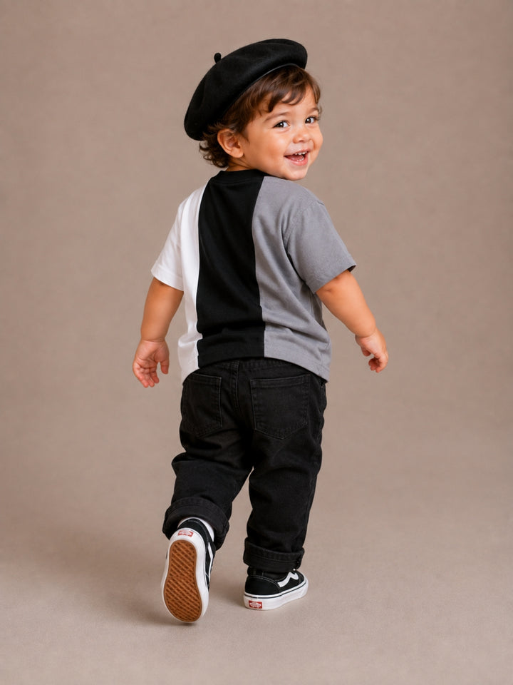 Boys Oversized T-Shirt – White, Black &amp; Gray