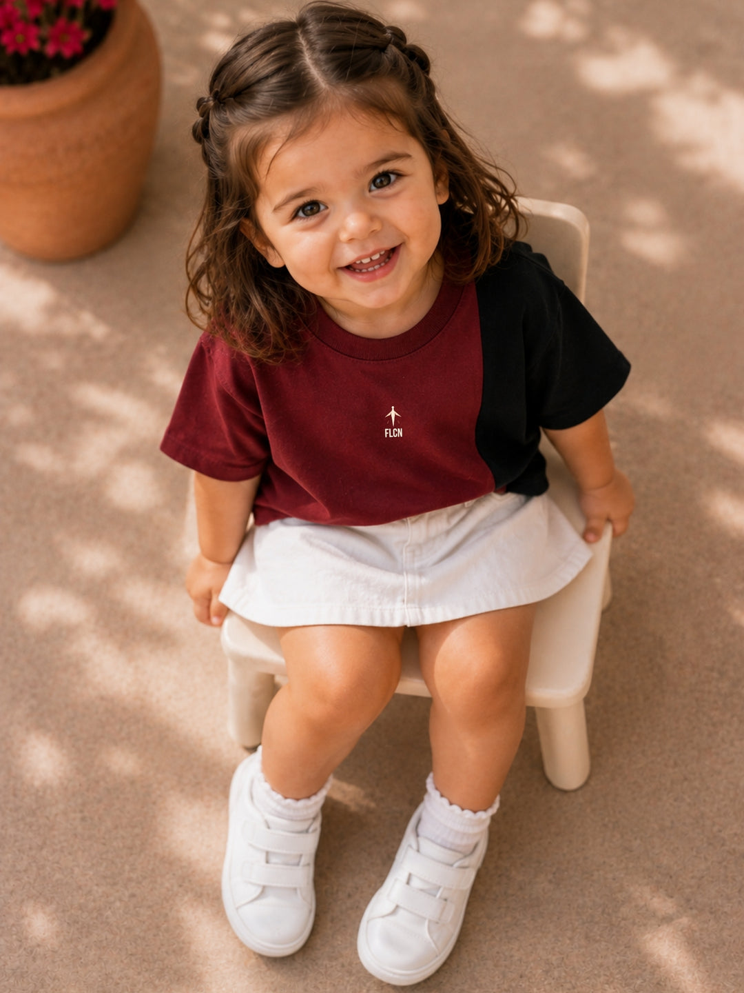 Girls Oversized T-Shirt – Maroon &amp; Black