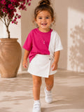 Girls Oversized T-Shirt – Magenta Pink & White