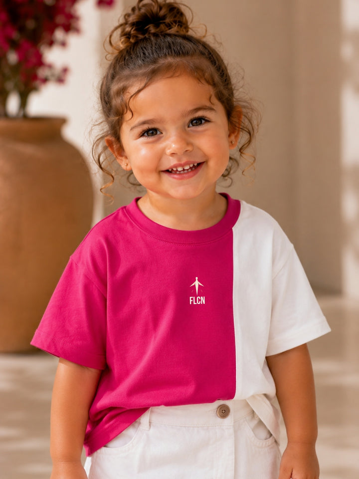 Girls Oversized T-Shirt – Magenta Pink &amp; White