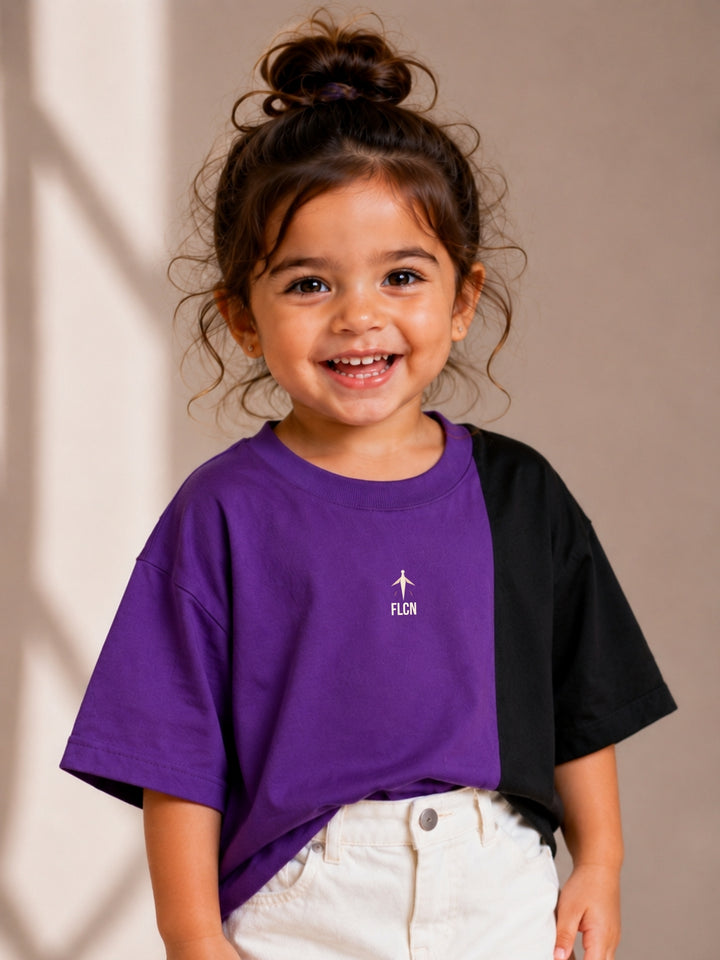 Girls Oversized T-Shirt – Purple &amp; Black