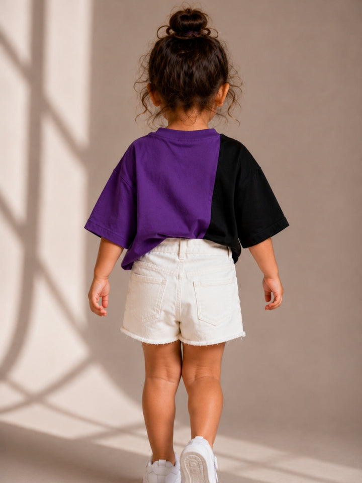Girls Oversized T-Shirt – Purple &amp; Black