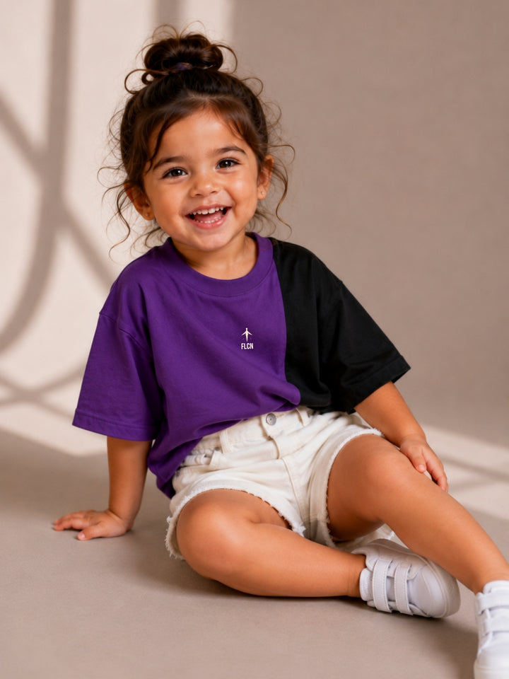 Girls Oversized T-Shirt – Purple &amp; Black