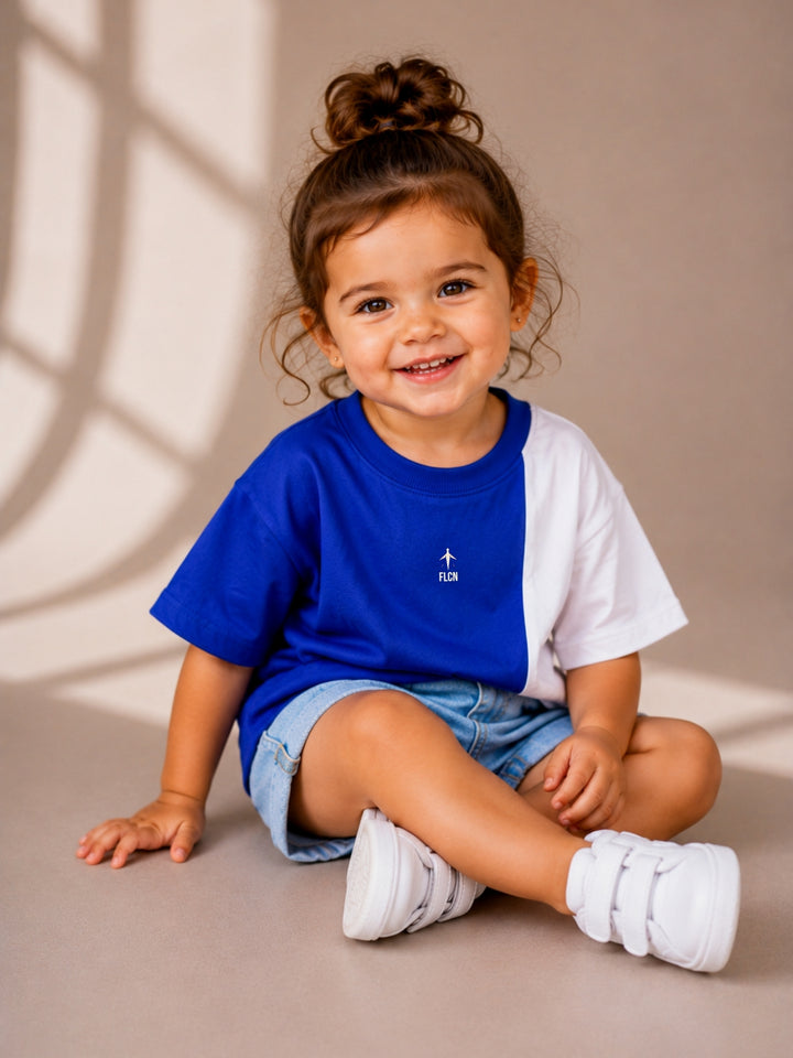 Girls Oversized T-Shirt – Royal Blue &amp; White