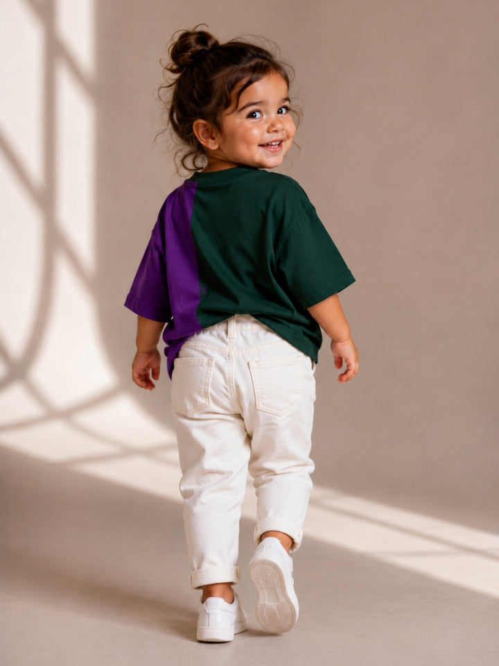 Girls Oversized T-Shirt – Green &amp; Purple