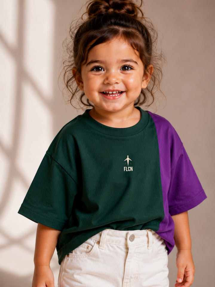 Girls Oversized T-Shirt – Green &amp; Purple