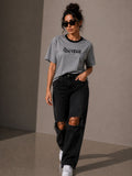 Women Oversized T-Shirt – Falcon – Gray & Black