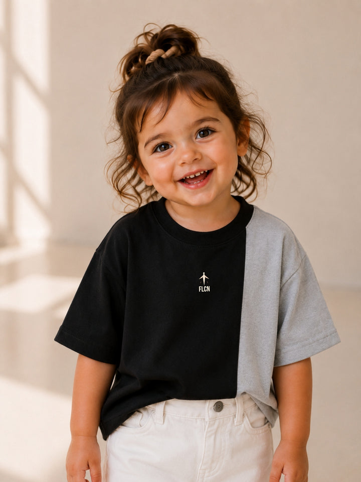 Girls Oversized T-Shirt – Black &amp; Gray