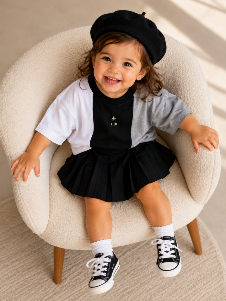 Girls Oversized T-Shirt – White, Black &amp; Gray