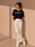Women Oversized T-Shirt – Ambitious – Black & Yellow