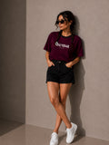Women Oversized T-Shirt – Falcon – Maroon & Black